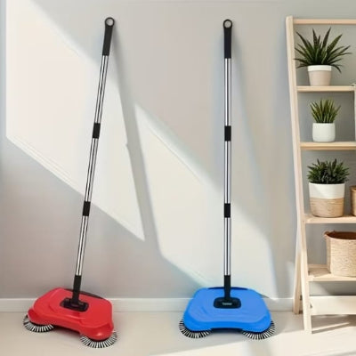 Manual Floor Sweeper - Cordless Push Broom with Dual Brushes