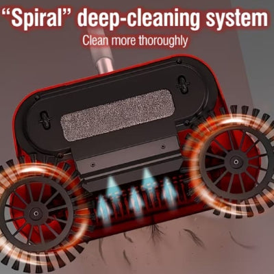 Manual Floor Sweeper - Cordless Push Broom with Dual Brushes